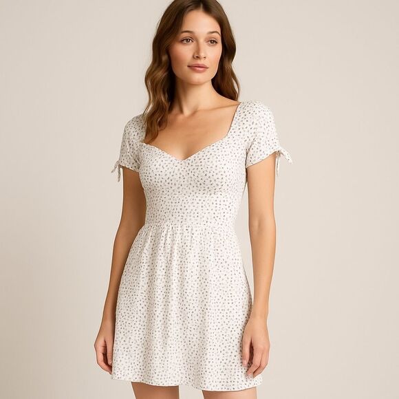 Abercrombie & Fitch Cream White Polka Dot Dress - Picture 1 of 7
